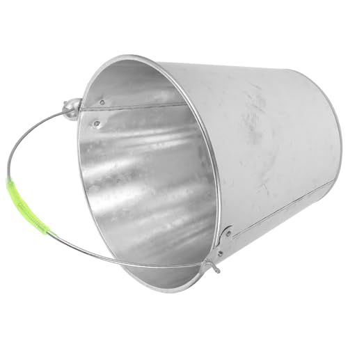 Seau métallique argenté robuste avec anse pratique de 8l