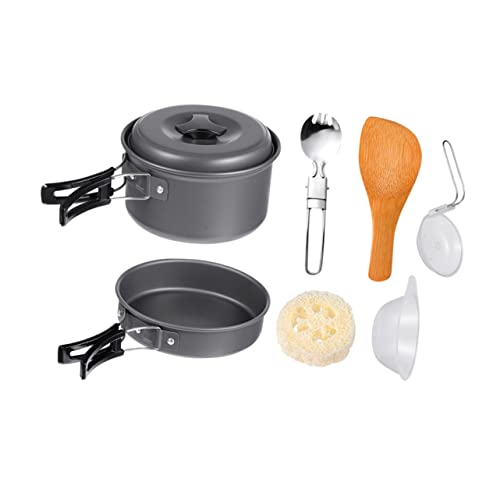 Happyyami 1Set Portable Camping Cookware for Persons Lightweight and Pot Kit with Essential Cookware for Outdoor Activities for Hiking Picnics and Bbqs