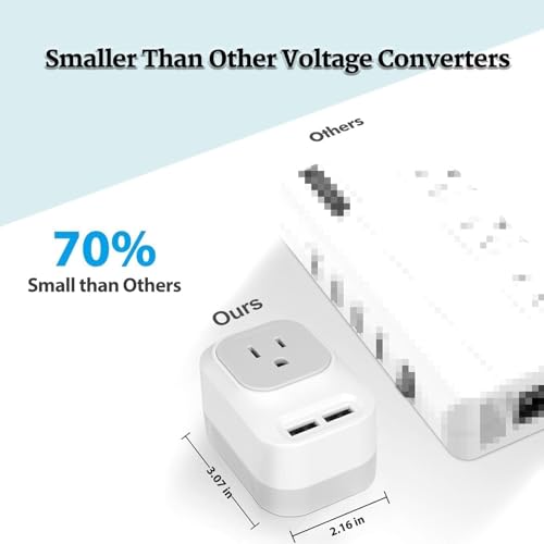 Mapambo Upgraded 220V to 110V Voltage Converter US to Europe Converter for European Travel Plug Adapter with 2 USB Port 2 USB C International Power Adapter for US to France Germany (Grey) - Thumbnail 3
