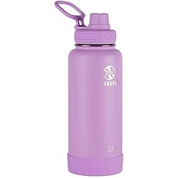 Takeya Actives Stainless Steel Water Bottle, Insulated Spout Lid, Keeps Drinks Cold 24 Hrs, Leakproof, Durable, Dishwasher Safe, Ideal for Gym, Travel, Fits Most Cup Holders, 32 oz/Lilac