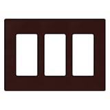 Lutron CW-3-BR Claro 3-Gang Wallplate, Brown