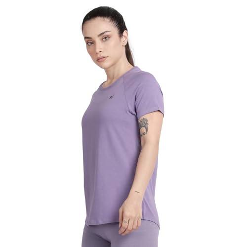 Image of Lavos Women's Regular Fit T-Shirt with Half Sleeve Round Neck, Bamboo & Cotton Gym, Yoga and Sports Wear for Women