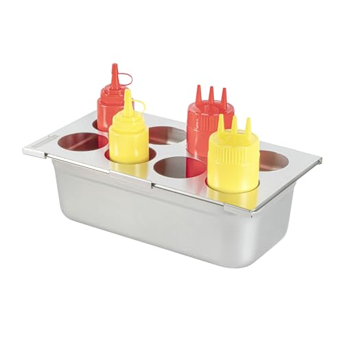 Restaurantware Squeeze Bottle Organizer - 1 Count - 12.795 x 7.087 x 0.394 Inches Stainless Steel Condiment Holder - Pan-Compatible Bottle Holder - Silver