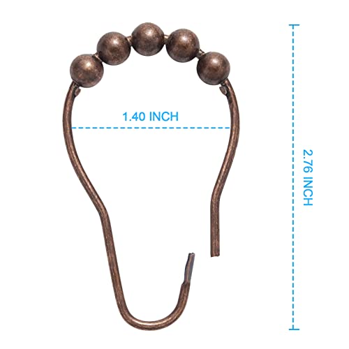 Titanker Shower Curtain Rings, Bronze Shower Curtain Hooks For Curtain Rust Proof Metal Shower Rings Hooks For Bathroom Shower Curtains Rods Hangers Rolling - Set Of 12, Bronze #TOP2