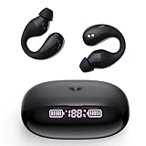 Open Ear Wireless Earbuds, Bluetooth 5.4 Clip on Earbuds with Mic, Open Ear Headphones with Charging Case LED Display, 44H Play, IP54 Waterproof, Lightweight Comfort for Running Sport Workout