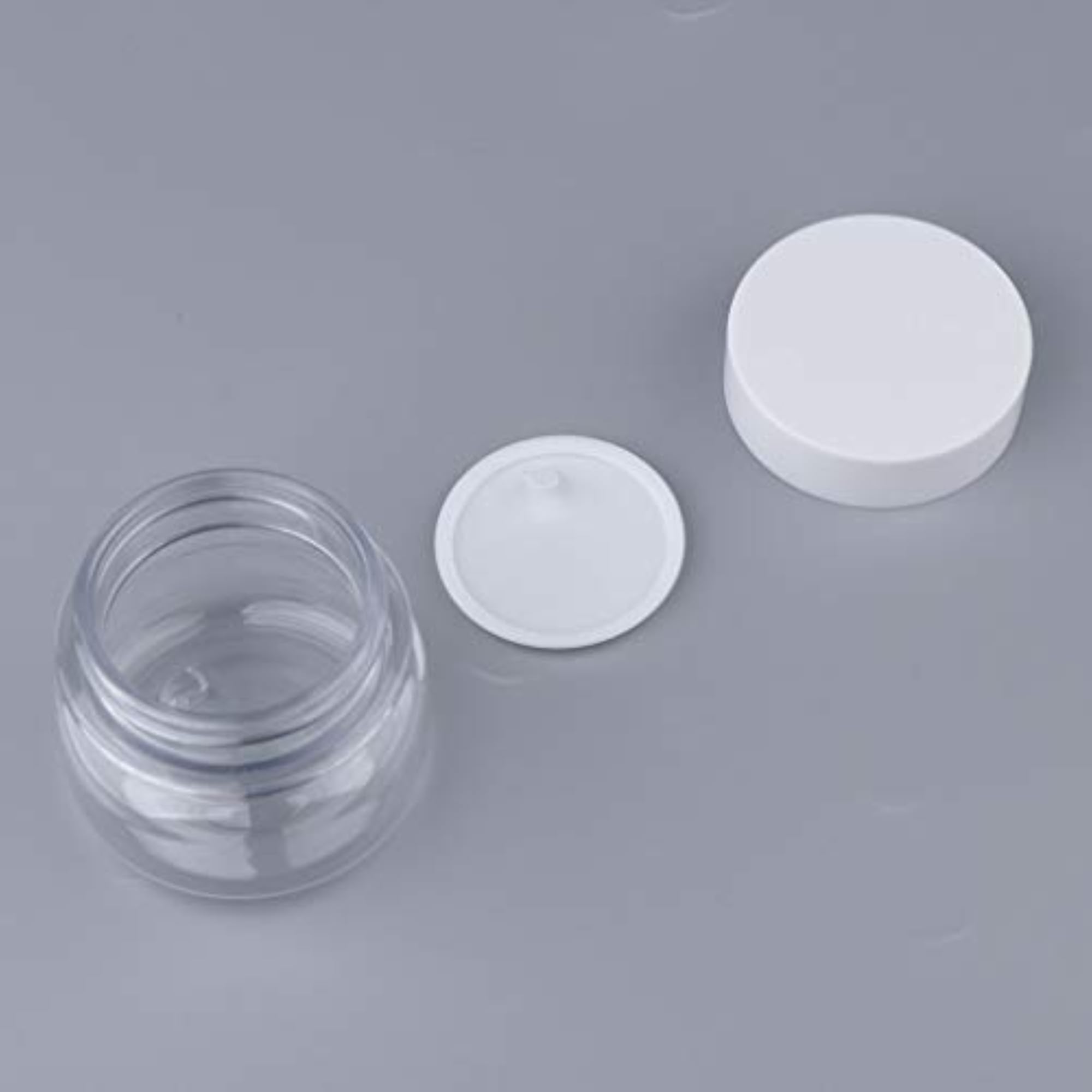 60G Empty Round PET Makeup Jar, Clear+White