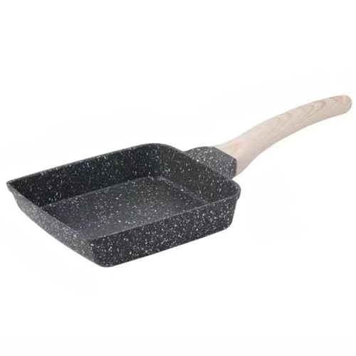 HUHJYUGE Sartén Antiadherente Pequeña Portátil, Sartén Rectangular Japonesa Tamagoyaki con Revestimiento de Piedra Maifan, para Tortillas, Huevos, Panqueques y Desayunos (B)