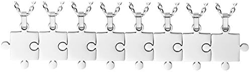 Best Friend Couples Puzzle Necklace 2/3/4/5/6/7/8 Piece Silver/Black/Gold Tone - Stainless Steel