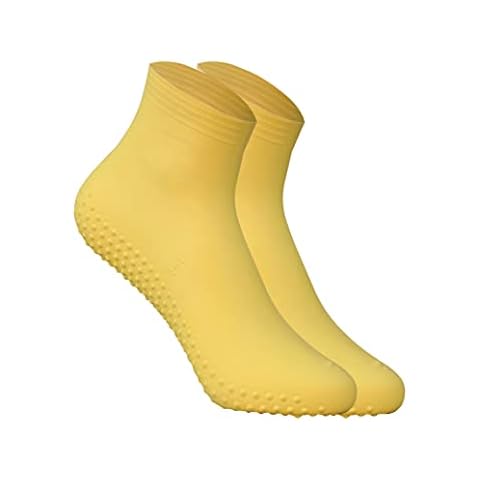 CHEX Yellow Anti Verruca 100% Latex Aqua Swimming Swim Pool Socks Sox Tight Fitting For Girls & Boys With Anti Slip Pimpled Dimple Sole Infant Junior UK Shoe 12 - 13 EU 30 - 32 Cover