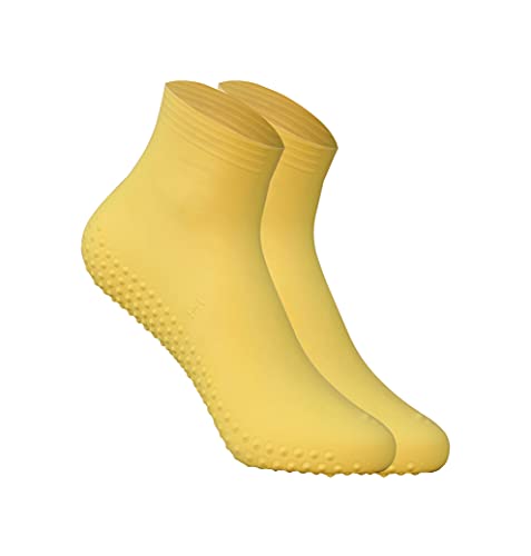 CHEX Yellow Anti Verruca 100% Latex Aqua Swimming Swim Pool Socks Sox Tight Fitting For Girls & Boys With Anti Slip Pimpled Dimple Sole Infant Junior UK Shoe 12 – 13 EU 30 - 32