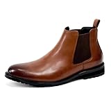 [ＰＡＦＨＬ] ブーツ メンズ ビジネスシューズ ショートブーツ サイドゴア 撥水 チェルシーブーツ 3E 革靴 ドレスシューズ フォーマル 通勤 (ブラウン,25.5cm)
