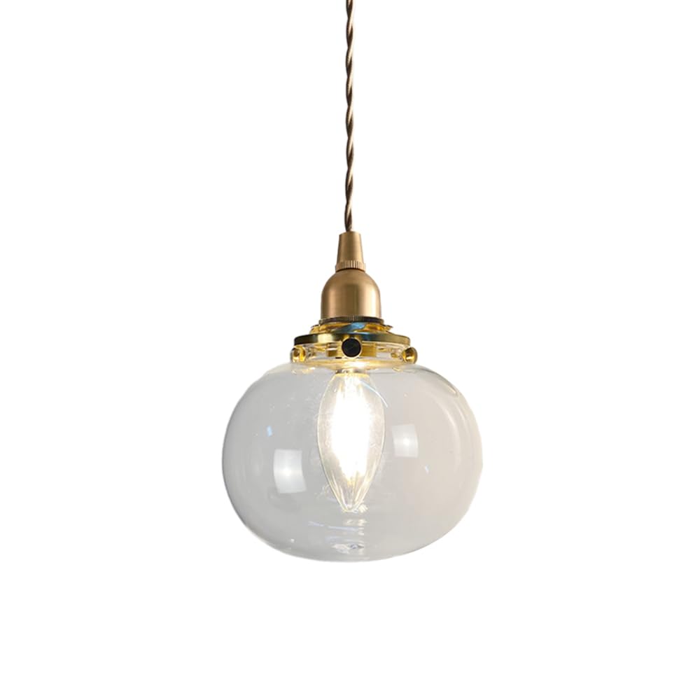 LYMSXAZOU 5″ Glass Pendant Lamp Kitchen Island Lighting Globe Small Handblown Light Shade Ceiling Lamps for Dining Room Chandelier