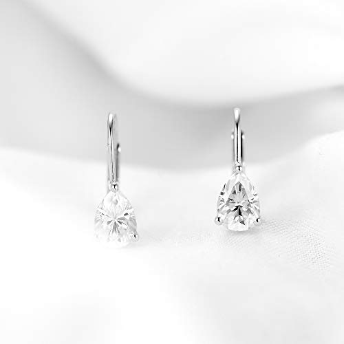 Doveggs 2Ct 5X7Mm G-H-I Color Pear Shaped Clear Cut Moissanite Leverback Drop Hoop Earring K Gold Quality Silver Earrings For Women #TOP2