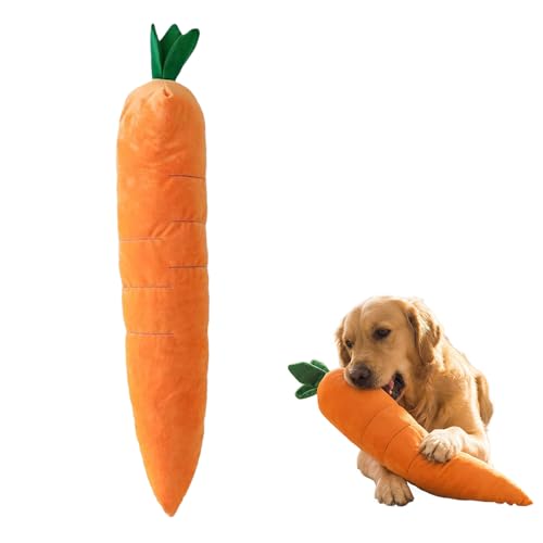 QITELL 2026 Giant Carrot Dog Toy Puppy Teething Toy with Squeaker & Crinkle Indoor Outdoor Play (29.5inch)
