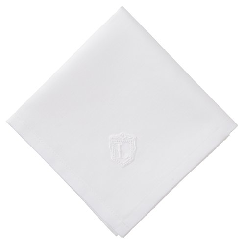 ハンカチ 白 イニシャル ノンレース/L ブライダル 結婚式 ギフト 冠婚葬祭 卒業式 入学式 お揃い フォーマル レディース メンズ 42×42cm 綿100％ 無地 日本製