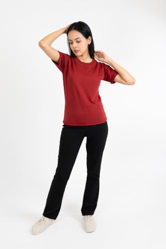 Image of Women French Terry Raglan Crew Neck | 100% Cotton Stylish Casual Comfortable Regular Fit Solid Half Sleeves Round Neck T-Shirt for Women