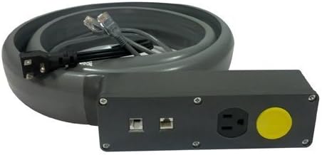 Electriduct Lay Flat Power and Data Extension Cord Duplex Receptacle with RJ45 Ethernet Cable Protector - Black - 15 Feet