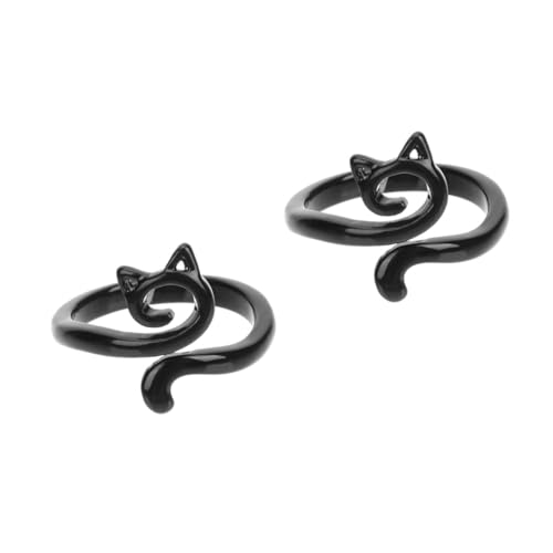 WHZHDMA The Adjustable Female Jewelry Unique Personalized Small Cool for Women Fun Rings Opening Ring Black Alloy
