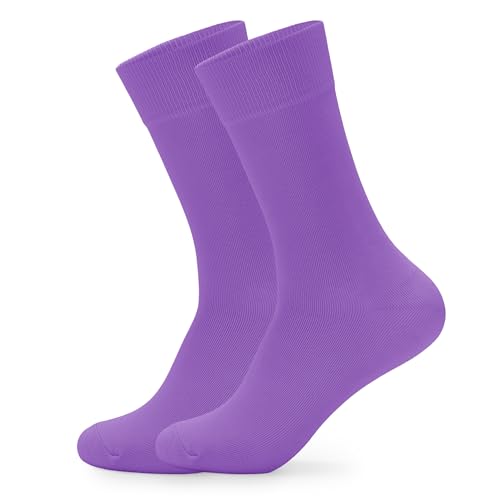 LMHCISO Mens Crew Dress Socks Purple Anti Odor Socks for Men Size 8-13
