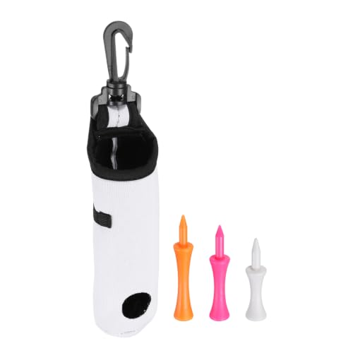 YELARXI 2Pcs Golf Ball Carry Bag with Clip and 6Pcs Golf Tees, White