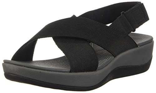 Clarks Women's Arla Kaydin Sandal, Black Elastic Fabric, 7.5 Medium US