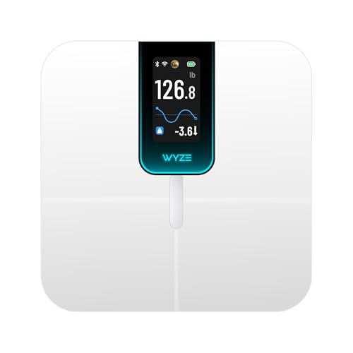 Wyze Scale Ultra, Smart Scale with 4.3" Color Display, Digital Bathroom Scale for Body Weight BMI Muscle Mass Composition, Wi-Fi & Bluetooth Body Fat Scale with Heart Rate- White