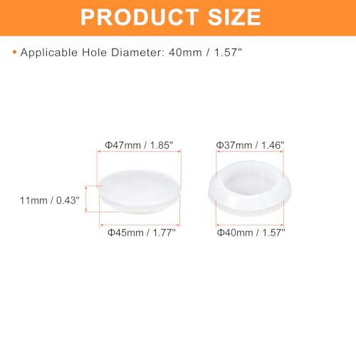 Image of uxcell 5 Pcs Silicone Plugs, Rubber Round Snap in Locking Hole Plugs for 40mm Hole, Hole Stoppers Waterproof Hole Plug for Metal Tube, Furniture End Caps Inserts, Clear