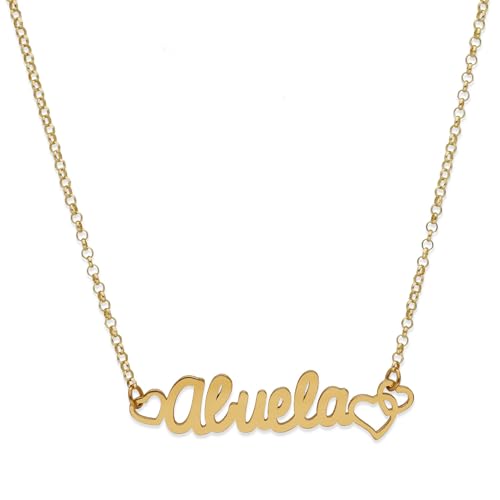 S&S Colgante Mujer Plata de Ley 925 – Colgante Love Abuela (Plata) – Materiales Hipoalergénicos – Colgantes Mujer Plata – Colgantes Plata de ley Mujer (Plata con chapado en oro)