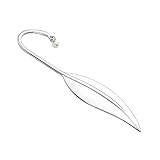 Metal Feather Bookmark Delicate Handmade Metal Leaf Bookmark Silver Plated Smooth Bookmark with Pear