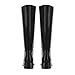 Wnshonzy Black Knee High Boots for Women Chunky Low Heels Banana Riding Round Toe Tall Long Boot Pull on Fashion Casual Trendy