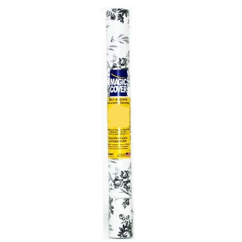 Magic Cover Self-Adhesive Vinyl Shelf and Drawer Liner, 18-inches by 20-Feet, Toile Black
