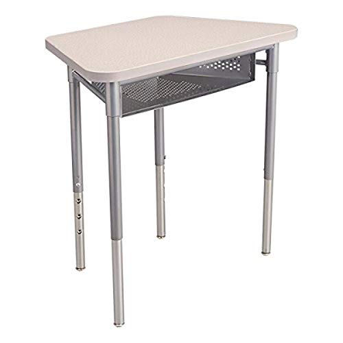 Bureau collaboratif trapézoïdal pour optimiser les petits espaces professionnels lot de 2 gris