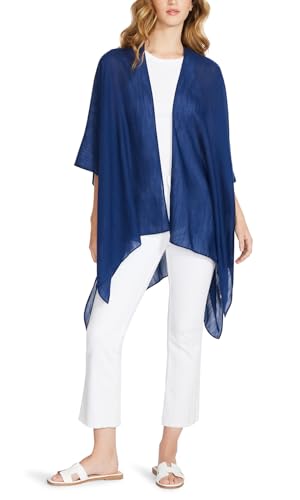 Image of Anne Klein Open Front Poncho Cape, Navy