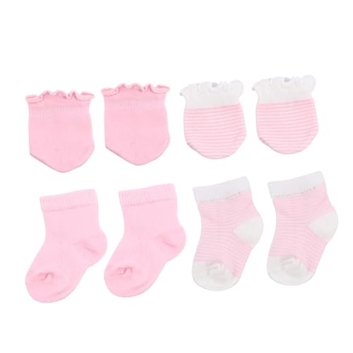 8-Piece Newborn Socks and Mittens Set Soft Cotton Baby Gloves and Ankle Socks for Infants Non-Slip Design for Newborns and Infants Assorted Colors