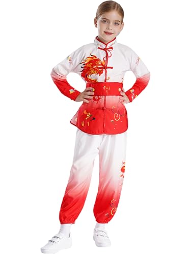 Robe Tai Chi traditionnelle chinoise fille et tenue de Kung Fu brodée dragon
