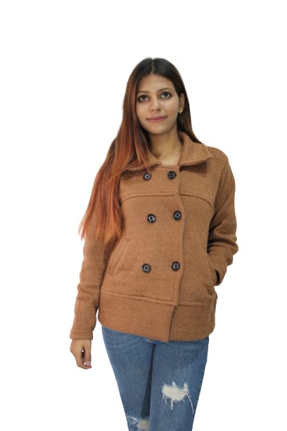 hautemoda Women Woollen Short Buttoned Double Breast Sweater coat Cardigan-picture-30