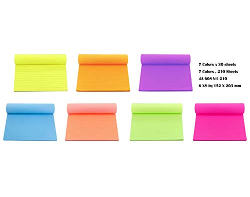 4A Notas adesivas, 15 x 20 cm, tamanho grande, 7 cores neon sortidas, forrado, notas autoadesivas, 2