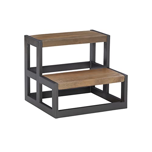 Powell Modern Pewter Grey Finish Charmaine Wood And Metal Bed Steps #TOP11