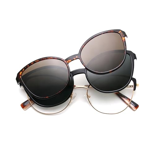 Image of Bauhaus Magnetic Clip on Sunglasses Women Polarized UV Square Men Sunglasses Night Driving Eyeglasses For Fishing Hiking