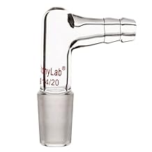 stonylab Glass 90 Degree Vacuum/Gas Adapter, Borosilicate Glass Bent Inlet Adapter with 14/20 Inner Joint and Hose for Laboratory Lab Supply