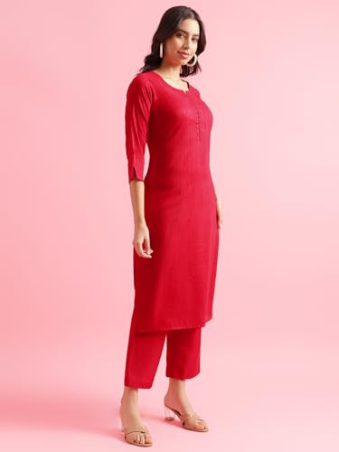 Image of Hritika Magenta Viscose Rayon Straight Pattern Kurtaset (HRKB0048MGNTA XXL)