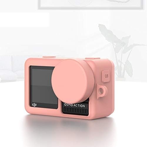Image of Action Pro Silicone Rubber Case and Lens Protective Cap Cover Compatible with DJI OSMO Action Sports Camera (Coral Orange)