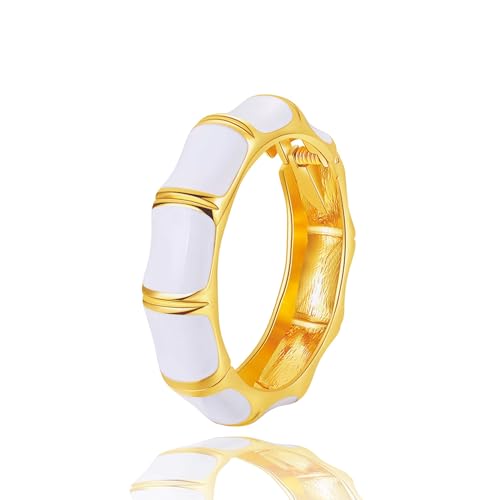 crataly White Gold Cuff Dripping Oil Bangle For Women-Enamel Vintage Bracelets For Birthday Christmas Mother's Day Valuntines Day Gifts