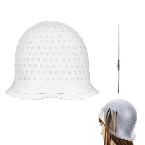 Hair Highlighting Cap and Hook Kit Reusable Silicone Highlight Cap for Dye