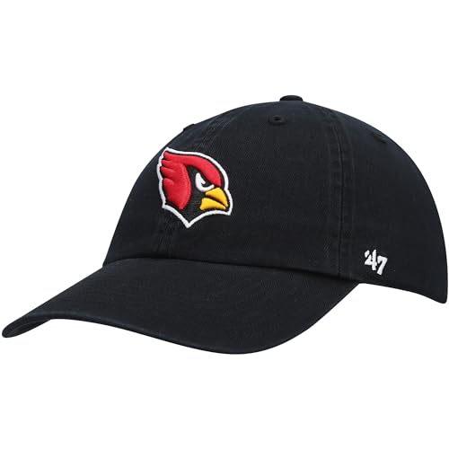 '47 NFL Arizona Cardinals Clean Up Unisex-Baseballkappe, Verstellbarer Riemenverschluss, Einheitsgröße, Team Logo, Farbe Schwarz