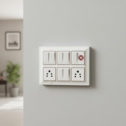 Image of A1 LED 12 Modular Gang Box Switch Board with 7 Switches, 2 Socket & Indicator | Wall Mounted Electrical Panel for Home, Kitchen, Office | Heavy Duty Shockproof Durable Design