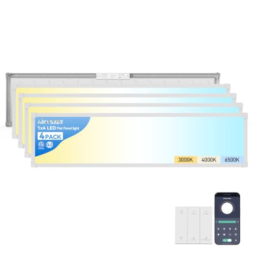 Image of AIKVSXER 1x4 LED Flat Panel Light Surface Mount, 2.4G Switch & App, 4 Pack