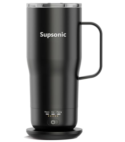Supsonic - Smart Heated Coffee Mug, 20oz Rechargeable Self Heating Mug, Electric Temperature Control Coffee Cup for Beverage, Coffee at Home & Outdoor, Heated Coffee Mug Gifts for Men Women | S3