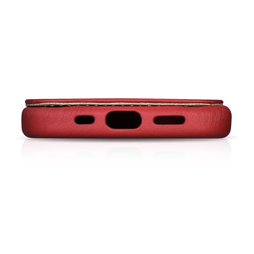 Étui de protection pour iPhone 17 Pro (6,3") - Cuir rouge - Compatible MagSafe - 4