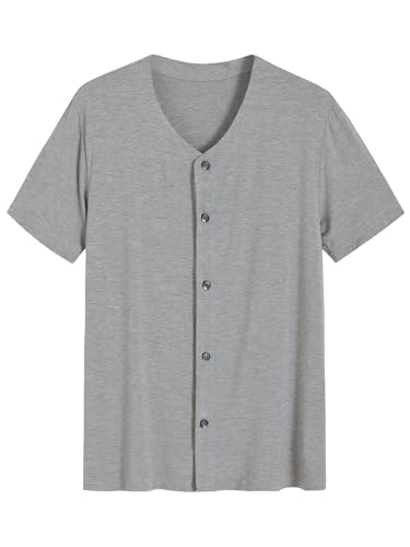 Latuza Men's Viscose Pajama Pants Set Short Sleeve Button Up Pjs3